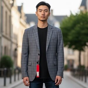 NWT - Hugo Boss grey patterned men’s blazer. Extra slim fit. Size 46R